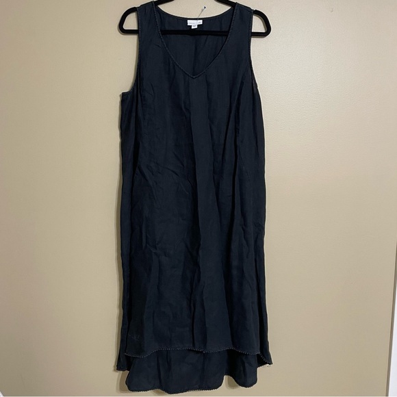 J. Jill Dresses & Skirts - J. Jill Linen Sleeveless black midi Dress‎ size large